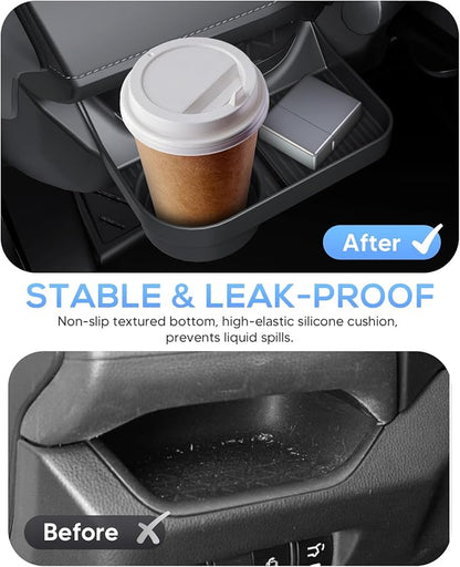 Autorder Driver Side Drawer Box&Center Console Organizer for 2019-2025 Toyota RAV4 Accessories - Armrest Bottom Storage Box & Driver's Side Drawer Organizer with Cup Holder – 2PCS ABS Black