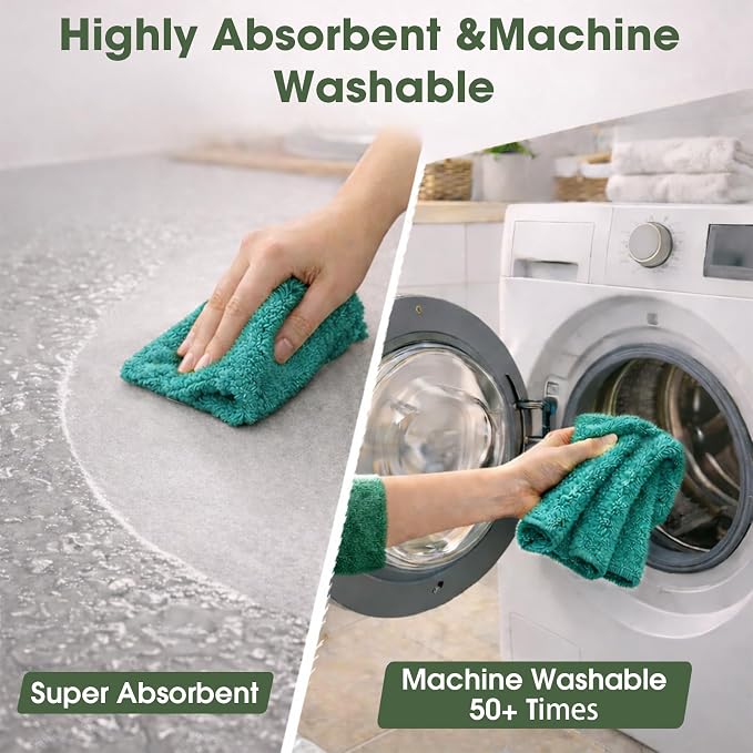 Microfiber Cleaning Cloth Roll–100 Pack, Tear Away Microfiber Towels, Reusable, Washable, Scratch-Free, Kitchen Towels for Car, Home, Kitchen, Glass, Dishes (Malachite Green)