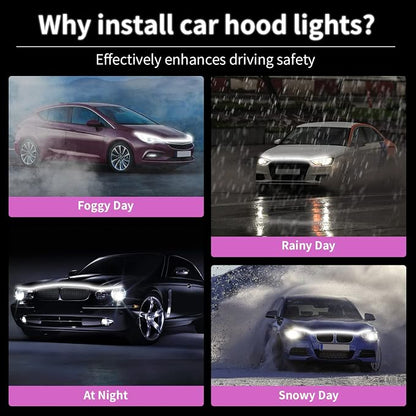 Outlet! SUNVA Dynamic Car 79 Inches Hood Light Strip, Car LED Strip Light, Exterior Flexible Daytime Running Light Strip for Cars, Trucks, SUVs, Bright Cool White