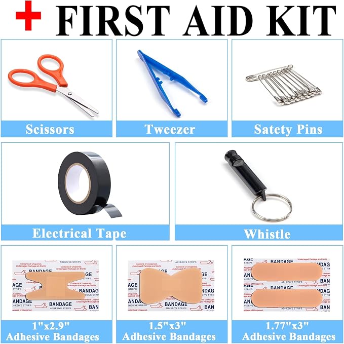 Car Emergency Roadside Kit with Scissor Jack, Air Compressor, Jumper Cables, Car Safety Kit, Air Wedge Bag Pump