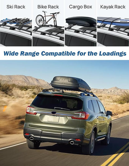 JOYTUTUS Lockable Car Roof Rack Cross Bars Compatible with Subaru Ascent 2019-2025, 300LB Aluminum Crossbars for Roof Racks Suitcases Kayaks Canoes Bikes Skis Snowboard