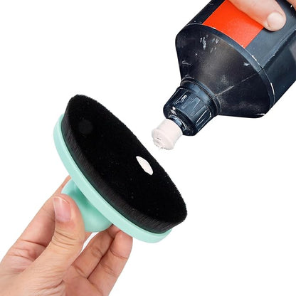 Yoseng Tire Shine Brush - Curved Brush Head & Large 3.8'' Tire Dressing Applicator with Storage Stand for Automotive Detailing, Car Enthusiasts, DIY Users,Vegan, Washable (Light Green)