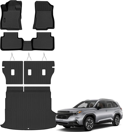 Auxko All Weather Floor Mats Cargo Mat with Backrest Mat for 2025 2026 Subaru Forester Hybrid TPE Rubber Liners Accessories for 2025 2026 Subaru Forester Hybrid Odorless Anti-Slip