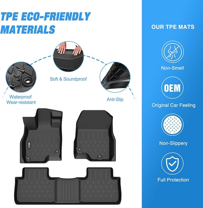 Nilight TPE Floor Mats for Acura RDX 2019 2020 2021 2022 2023 2024 2025 2026, All Weather Custom Fit Heavy Duty Floor Liners