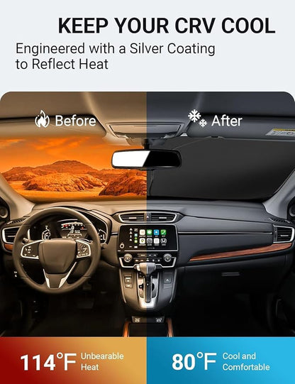 Proadsy 2026 Upgrade Front Windshield Sun Shade Foldable Sunshade Protector Custom Fit 2017-2022 CRV SUV LX EX EX-L EX-L Navi Touring Accessories
