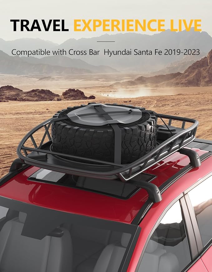 Tuyoung 300lbs Roof Rack Cross Bars Compatible with 2019-2023 Hyundai Santa Fe & Santa Fe Hybrid, Lockable Anti-Theft Aluminum Roof Rail Crossbars Luggage Carrier Kayak Bike Cargo Accessories