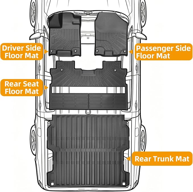 Floor Mats for Honda Ridgeline 2017 2018-2026, TPE Ridgeline Sport,RTL,Trail Sport,Black Edition, RTL-E Floor Mats, Non-Slip Waterproof Summer Winter 1st & 2nd Row & Bed Liners