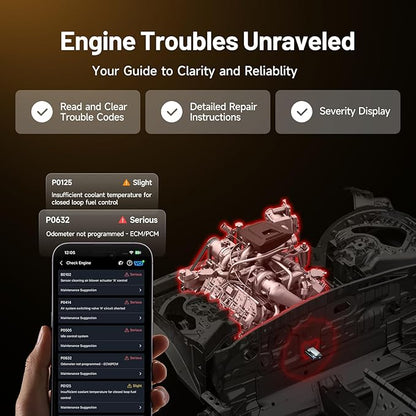 TOPDON Carpal OBD2 Scanner Bluetooth - Scanner for Car, AI-Assisted All System Diagnostic Tool for iOS & Android, Vehicle Health Check, 6 Maintenance Services, Smog Check, Repair Guide