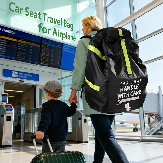 Upgrade Car Seat Travel Bag for Airplane: Car Seat Bags with Shoulder Handle for Air Travel Fit All Car Seats, Infant Carriers & Booster Seats, Carseat Cover Fit Doona Graco, Travel Essentials