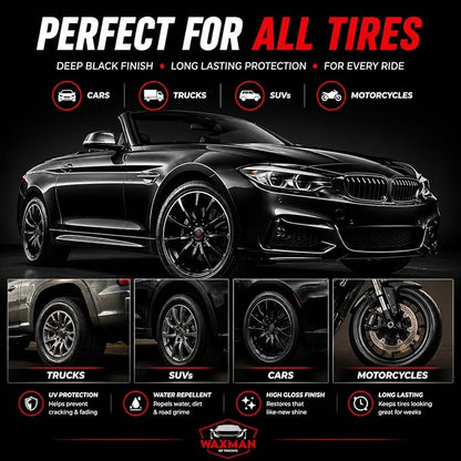 Tire Shine Spray – 18.6 fl oz, High-Gloss Hydrophobic Tire Dressing, Safe for All Vehicles