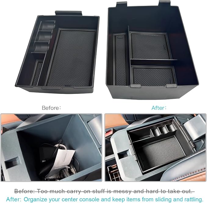 CDEFG for 2022 2023 2024 2025 2026 Ford Maverick Center Console Organizer Tray for 2022-2026 Maverick Armrest Trays Storage Box Coin Holder Maverick Truck Accessories, 2-Pack (Black Trim)