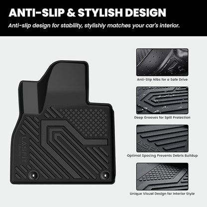 LASFIT Floor Mats for Kia Telluride 2025 2024 2023 2022 2021 2020, All Weather TPE Custom Fit Floor Liners 1st & 2nd & 3rd Row Car Mats Accessories, Black