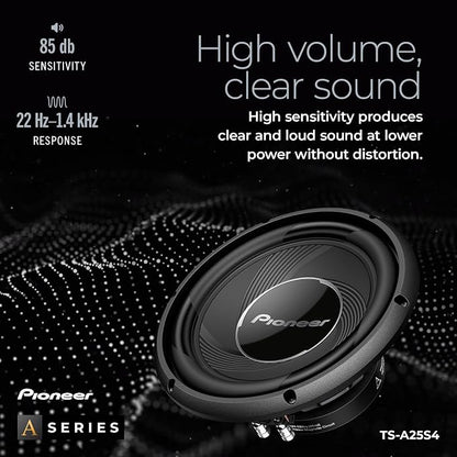 Pioneer A-Series TS-A25S4 10” Subwoofer – 1300W Max, Sealed or Ported Enclosure Compatible, Strong Bass