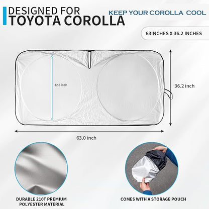 for Toyota Corolla 2023 Windshield Sun Shade, Front Sunshade for 2022 Corolla Prius Yaris Sienna Toyota C-HR 2018-2024 Vehicle Sun Protector Front Window Auto Windshield Cover Car Accessorie