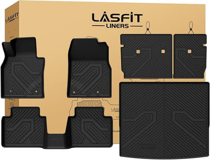 LASFIT Floor Mats & Backrest Mats & Trunk Mat for Mazda CX50 2023-2026 (Not for Hybrid) All Weather TPE Custom Fit Floor Liners Car Mats Accessories, 1st & 2nd Row & Seatback & Cargo Mats, Black
