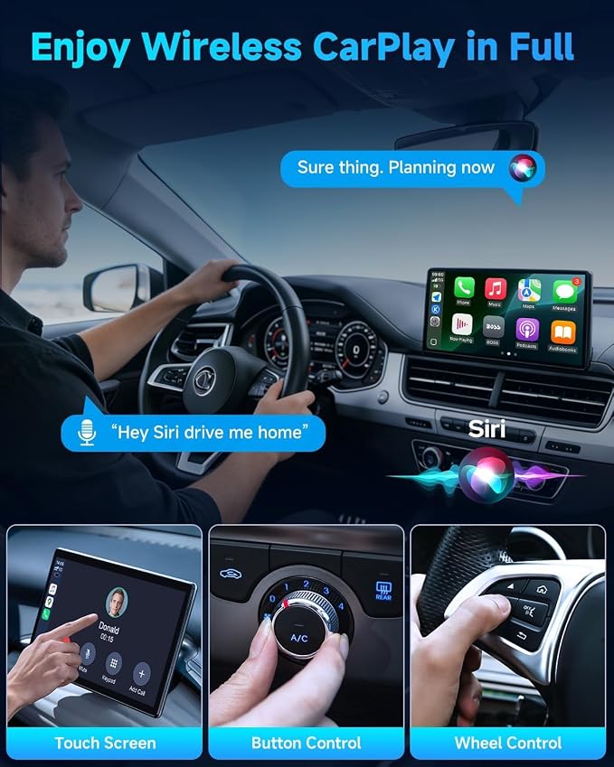 Wireless CarPlay Android Auto Adapter, Mini Dual System Switch, 3s Auto Reconnect, A9 Chip 5.8GHz WiFi 6.0 Bluetooth, USB-C/Type-C/Extension Cable, Compatible with iOS10+, Android 10+