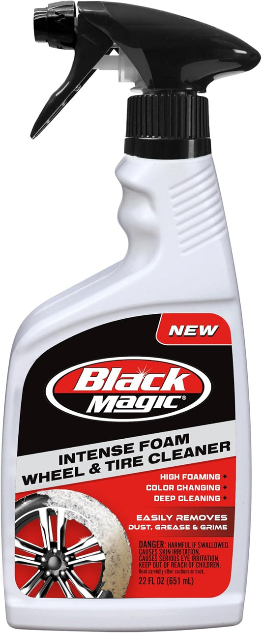 Black Magic 120228 Intense Foam Wheel & Tire Cleaner, High-Foaming Formula for Deep Cleaning, Removes Dirt, Grime & Brake Dust – Safe on All Wheels, 22 Fl Oz