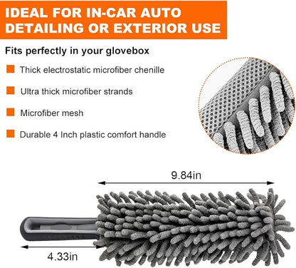 Povtii Car Duster Interior - Lint-Free Microfiber Cleaning With Comfortable Handle, Reusable & Washable for Auto Exterior Interior Home Office, Car Accessories