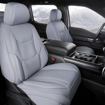 Coverland Custom SUV Car Seat Covers Front Seats for [2018-2026 Jeep Wrangler 2-Door Style Bench] - Protector Car Seat Cover Water Resistant Leather Memory Form Back Support Seat Cushion [Front-Gray]