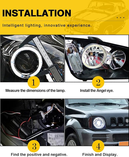 Qasim 2 Pcs White 80MM Car Angel Eyes Halo Rings COB Light Circle Ring LED Fog Light Bulbs DRL Lamp with Plastic Cover 12V 24V