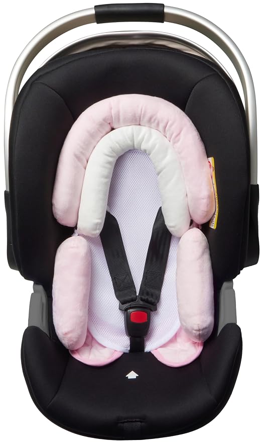 Pro Goleem Breathable 3-in-1 Baby Car Seat Head Support, Soft Infant Car Seat Insert, Carseat Cushion for Newborn, Perfect for Car Seat, Strollers, Swings, Carrier, Bouncer, Pink and White