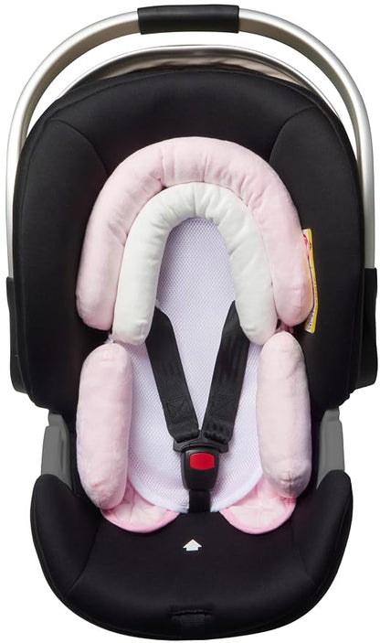 Pro Goleem Breathable 3-in-1 Baby Car Seat Head Support, Soft Infant Car Seat Insert, Carseat Cushion for Newborn, Perfect for Car Seat, Strollers, Swings, Carrier, Bouncer, Pink and White