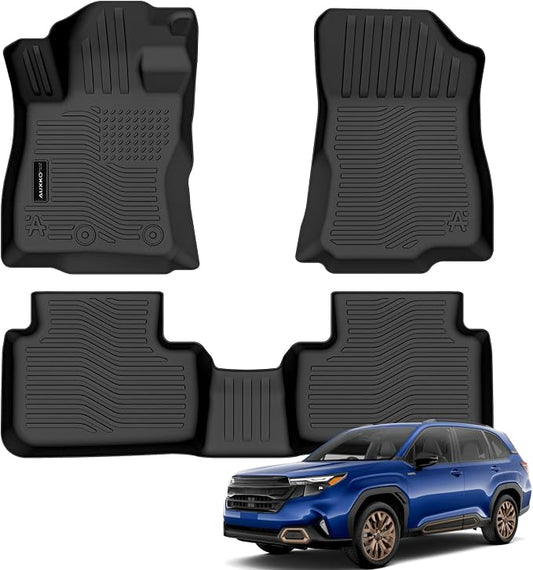 Auxko All Weather Floor Mats for 2025 2026 Subaru Forester Hybrid TPE Rubber Liners Accessories for 2025 Subaru Forester Hybrid Odorless Anti-Slip Floor Mats Black