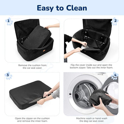 Large Dog Car Seat for Medium Sized, Dog Booster Car Seat, Pet Booster Seats up to 55lbs or 2 Small with 4" Memory Foam for Back Seat, Triple Safety Belts, Storage Pockets, Detachable/Washable