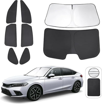 TINGLU Window Shades for 11th Gen Honda Civic (NOT for Hatchback) 2022-2026 Accessories Car Side Full Windows Rear Triangular Windshield Sun Shade Sun UV Rays & Privacy Protection for Camping 8PCS