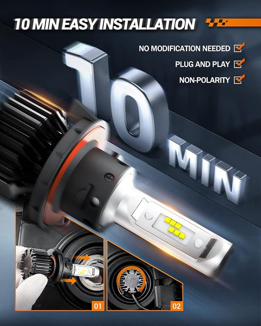 SEALIGHT Fog Light, H13 Powersports Bulbs with Dual Beam, Plug and Play, Super Bright, Cool White, Fog Light, Pack of 2