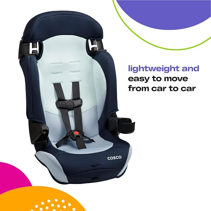 Cosco Kids Finale DX 2-in-1 Booster Car Seat, Forward Facing Toddler Car Seat (40-65 lbs) and Belt Positioning High Back Booster (40-100 lbs), Rainbow