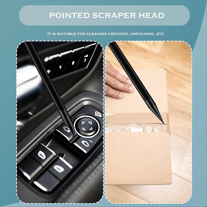 Plastic Scraper Tool Kit,9 PCS Car Detailing Supplies for Tight Crevices,Sticker & Label Removal,Non-Scratch Cleaning Pens for Auto,Kitchen,Mobile Detailing Equipment (Black)
