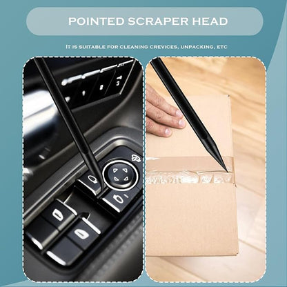 Plastic Scraper Tool Kit,9 PCS Car Detailing Supplies for Tight Crevices,Sticker & Label Removal,Non-Scratch Cleaning Pens for Auto,Kitchen,Mobile Detailing Equipment (Black)