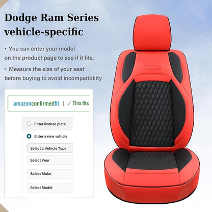 Coverado Car Seat Covers, Full Set Seat Covers for Dodge RAM 1500 Compatible with 2009-2018 Ram 1500, 2010-2026 Ram 2500 3500 Dodge RAM Accessories Automotive Seat Covers(5 Seats/Red)
