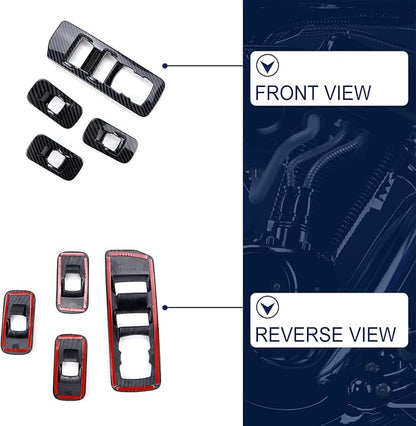 Carbon Fiber Window Lift Trim Switch Panel Cover Decorations for Ford F150 2015 2016 2017 2018 2019 2020 Accessories