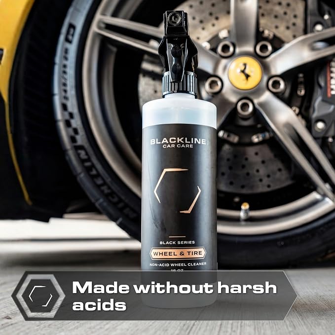 Blackline Wheel & Tire Cleaner Spray - Non-Acidic Brake Dust Remover Bug Remover & Wheel Cleaner for Cars, Trucks and More — Versatile, Fast Acting, and Safe for Most Finishes (64 Fl Oz)