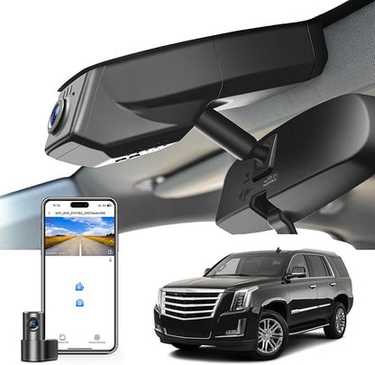 mangoal 4K Front & 2K Rear 2 Channel HDR Dash Cam, Dual STARVIS 2 IMX678 IMX675, for Cadillac Escalade/Escalade ESV 2015-2020(Model C), 5GHz WiFi, GPS, 128GB Card
