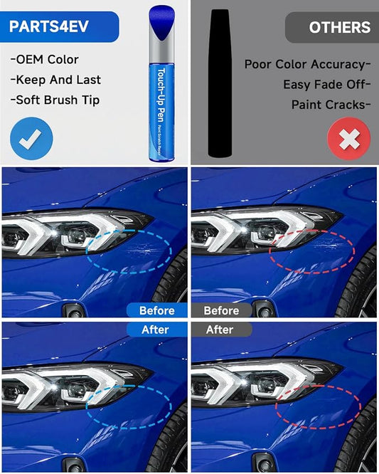 Touch Up Paint for BMW, Automotive Black Car Paint Pen Scratch Repair (Single Pen, Portimao Blue （C31）)