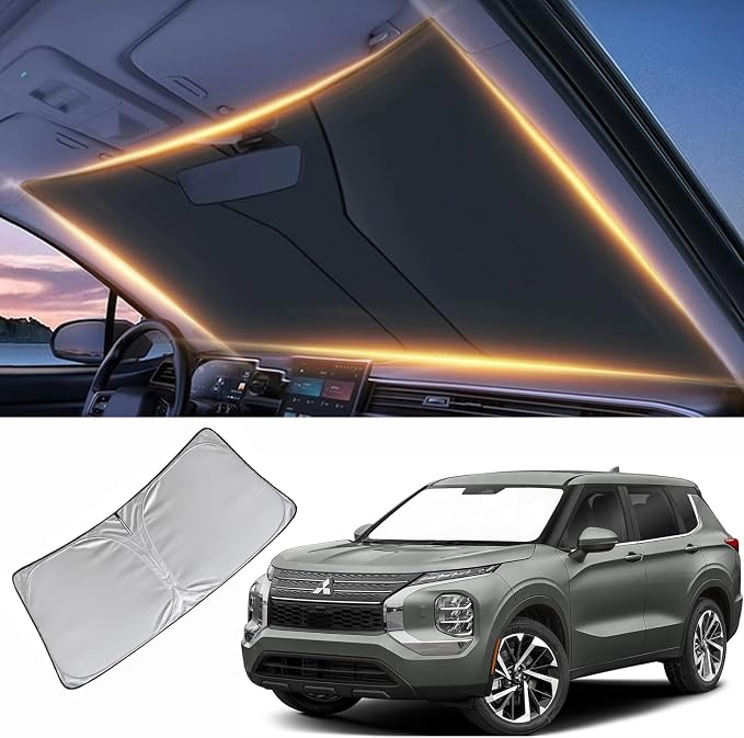 Windshield Sun Shade for Mitsubishi Outlander Front Window Shades Cover for 2011-2024 2025 2026 Outlander Windshield Sun Visor Protector Car Accessories