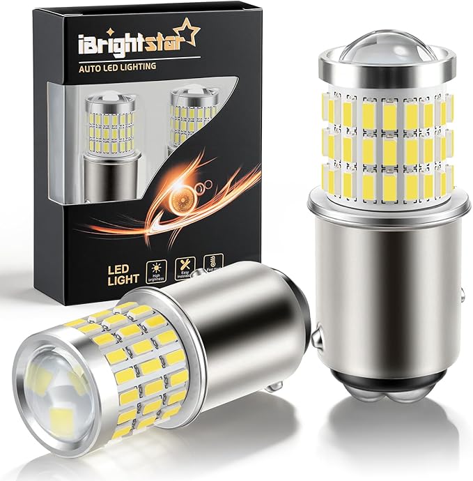 iBrightstar 1157 LED Bulb White, BAY15D 2057 2357 7528 LED Daytime Running Lights Bulbs Super Bright for Back Up Reverse Lights Brake Tail Lights Turn Signal Lights, 2 Pack