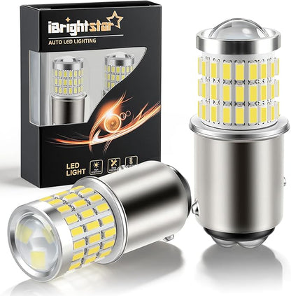 iBrightstar 1157 LED Bulb White, BAY15D 2057 2357 7528 LED Daytime Running Lights Bulbs Super Bright for Back Up Reverse Lights Brake Tail Lights Turn Signal Lights, 2 Pack