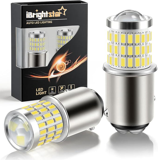 iBrightstar 1157 LED Bulb White, BAY15D 2057 2357 7528 LED Daytime Running Lights Bulbs Super Bright for Back Up Reverse Lights Brake Tail Lights Turn Signal Lights, 2 Pack