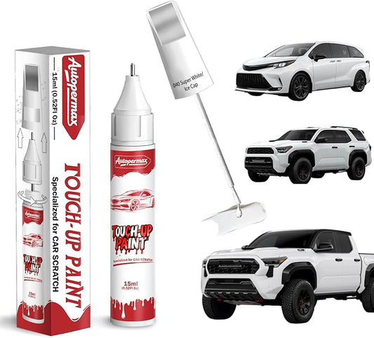 040 Super White/Ice Cap Car Touch Up Paint for Toyota, Color Accurate Two-In-One Car Paint Scratch Repair Pen, Professional Scratch Remover for Vehicles Chips and Nicks Scuff