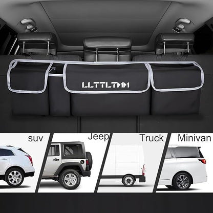 Trunk Organizer For Suv, Backseat Hanging Car Organizer And Storage,Large Capacity Foldable Trunk Organizer For Suv,Jeep/Truck/MPV,Car Accessories Interior(36"*10") Black