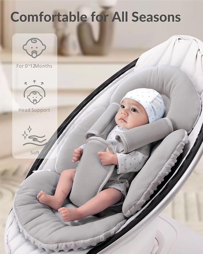 Generic Infant Insert Compatible with Mamaroo Swing & Graco Swing and Infant Car Seat, Newborn Insert Baby Head Body Support, Reversible Design, Breathable Soft Fabric, 1Pcs - Dots, Dark Gray