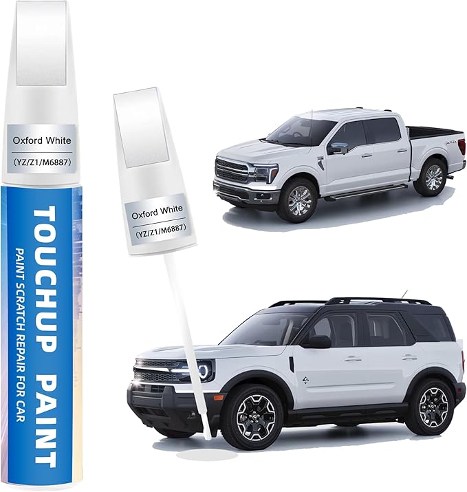 Oxford White(YZ/Z1/M6887) Touch Up Paint Compatible with Ford 2-in-1 Car Scratch Repair Pen for Rock Chips, Door Scratches&Paint Nicks Exact Color Match Quick Dry DIY Fix for F-150 Explorer