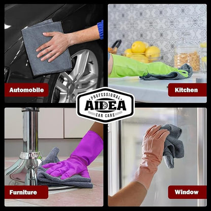AIDEA Microfiber Cleaning Cloth Grey, 400PK, Microfiber Towels for Cars, Shop Towels Cleaning Rags, Premium Wash Cloths, Absorbent Towel for SUVs, House, Kitchen, Commercial, Cleaning Supplies 12×12"