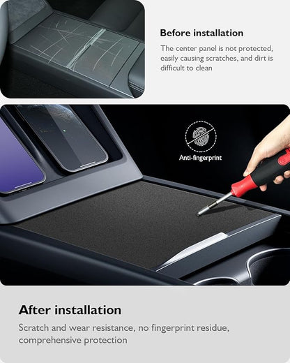 Farmogo Center Console Carbon Kit for Tesla Model Y Juniper 2025-2026 & Model 3 Highland 2024-2026 Accessories 3PCS Center Console Cover Interior Decoration Wrap Kit (Black)