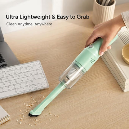 catsMeow Mini Handheld Vacuum Cordless, Lightweight Portable Small Vacuum Cleaner for Car, Desk, Keyboard, Sofa, Drawers and Crumbs, USB Rechargeable with Washable Filter, Mint Green