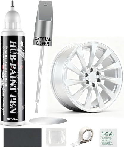 Amiss Crystal Sliver Rim Repair Kit, Wheel Paint and Rim Paint Touch Up Pen for Curb Rash, Universal Alloy Wheel Scratch Repair for Scratches and Scuffs, Car Accessories (Crystal Sliver)